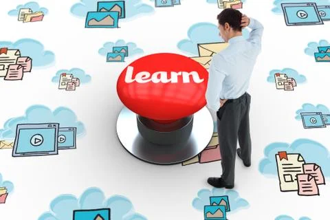 Learn against digitally generated red push button Stock Illustration