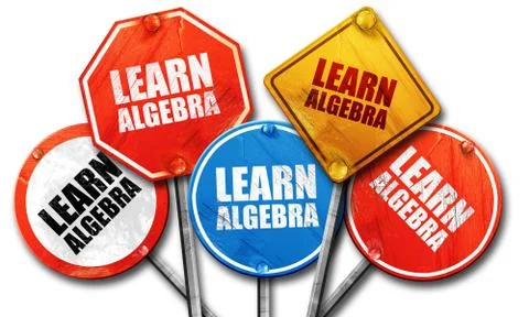 Learn algebra, 3D rendering, rough street sign collection イラスト素材