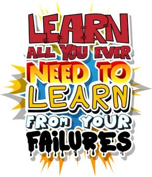 Learn All You Ever Need to Learn from Your Failures. Vector illustrated comic Ilustración de archivo