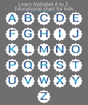 Learn Alphabet A to Z – Gradient Letters on Gray Background Educational Chart Stock Illustration