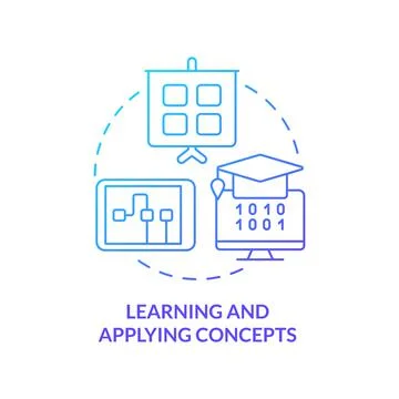 Learn and apply concepts blue gradient concept icon 库存插图