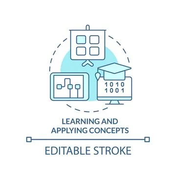 Learn and apply concepts turquoise concept icon Stock Illustration