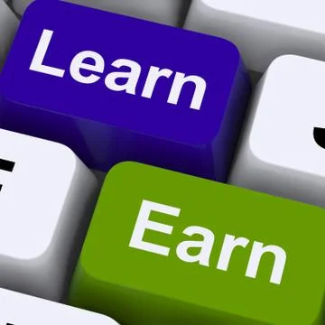 Learn and earn computer keys showing working or studying Stock-Illustration