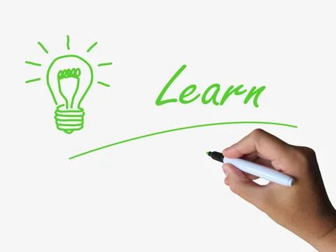 Learn and lightbulb means training and learning skills or knowledge Stock Illustration