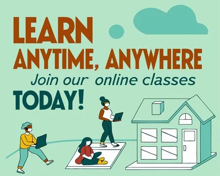 Learn Anytime, Anywhere Unlock Your Potential with Online Classes Stock Illustration