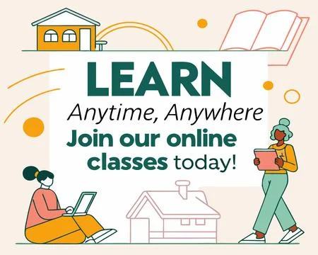 Learn Anytime, Anywhere Unlock Your Potential with Online Classes Illustrazione stock