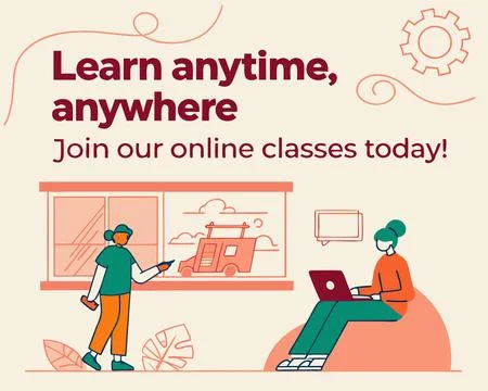 Learn Anytime, Anywhere Unlock Your Potential with Online Classes Stock Illustration