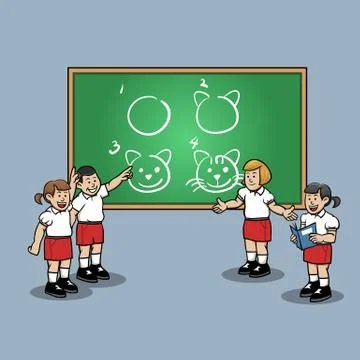 Learn Art At Elementary School Stock Illustration