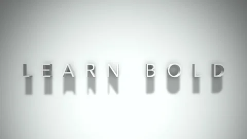 Learn bold 3D title animation with shadows on a white background Stock Footage 297667723