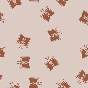 Learn book character glyph vector seamless pattern Stock Illustration