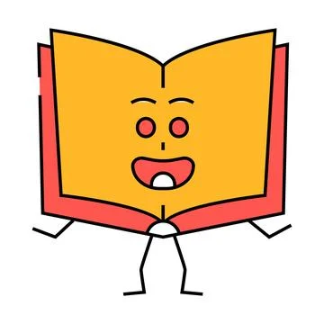 Learn book character icon color illustration Stock Illustration