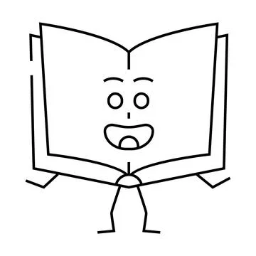 Learn book character line icon vector illustration Stock Illustration