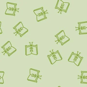 Learn book character line vector seamless pattern Stock Illustration