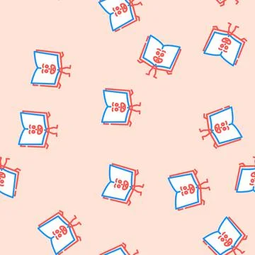 Learn book character vector seamless pattern Stock Illustration