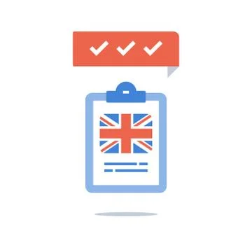 Learn British English language, education program, fast training course, pass Stock Illustration