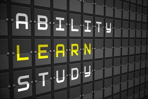 Learn buzzwords on black mechanical board Stock Illustration