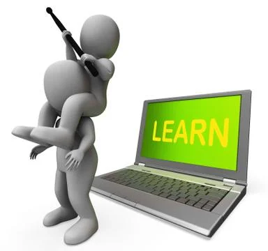 Learn characters laptop shows web training or studying Stockillustratie