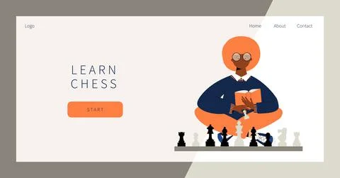 Learn chess landing page. Stock Illustration