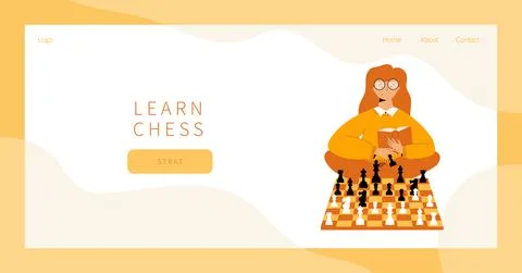 Learn chess landing page. Illustrazione stock