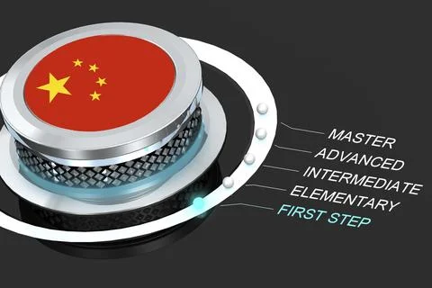 Learn Chinese concept with turning to first step level Stock Illustration