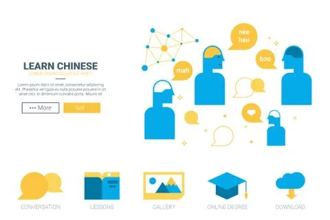 Learn chinese concept website Stock Illustration