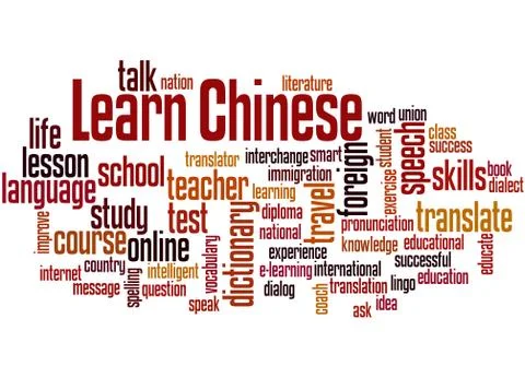 Learn Chinese, word cloud concept Stock Illustration