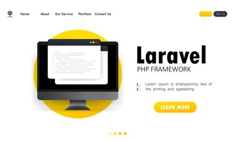 Learn to code Laravel PHP Framework programming language on computer screen,  库存插图