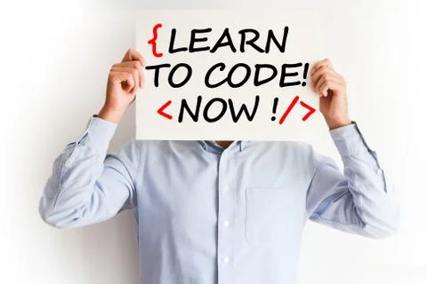 Learn to code or to become a web developer Stockfoto's