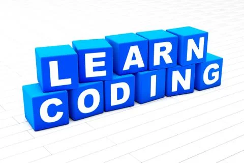 Learn Coding word illustration 스톡 일러스트