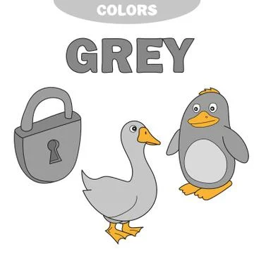 Learn The Color Gray - things that are gray color Illustrazione stock