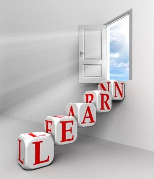 Learn conceptual door with sky Stock Illustration