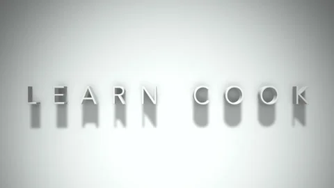 Learn cook 3D title animation with shadows on a white background Stock Footage 297667667