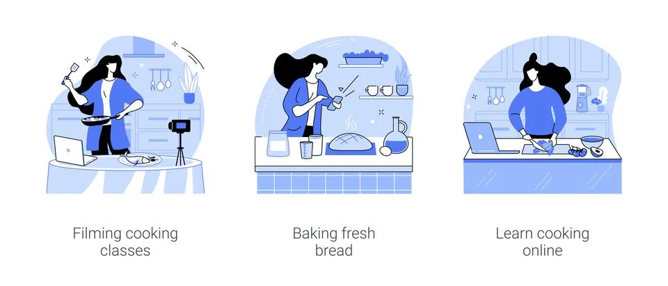 Learn cooking isolated cartoon vector illustrations se Stock Illustration