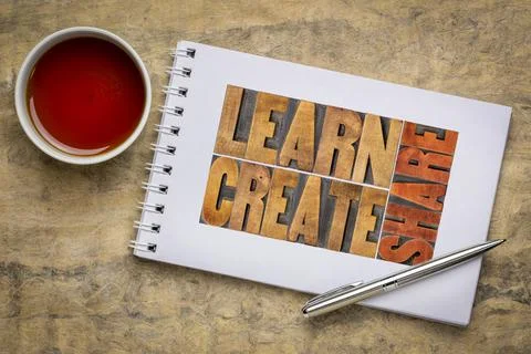 Learn, create, share concept Foto stock