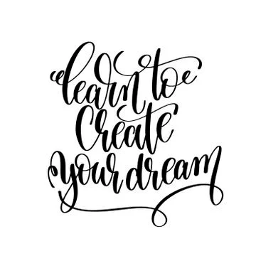 Learn to create your dream black and white hand written letterin Stock Illustration