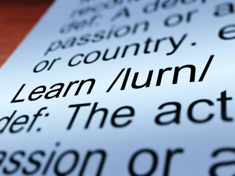 Learn definition closeup showing study 스톡 일러스트