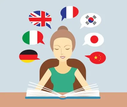 Learn different languages concept flat vector illustration Stock Illustration