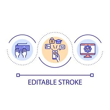 Learn digital literacy skills loop concept icon Stock Illustration