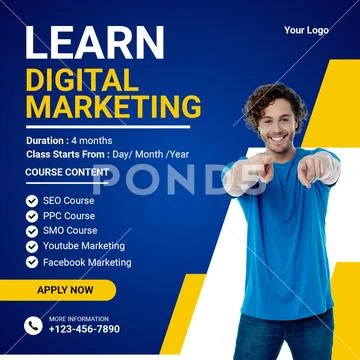 Learn digital marketing course with expert guidance and practical training PSD Template