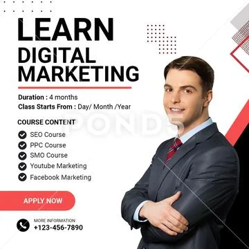 Learn digital marketing course with expert instructor PSD Template
