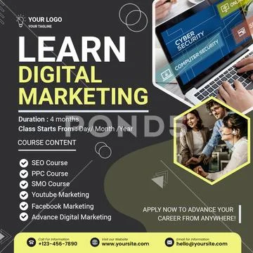 Learn digital marketing course with hands on experience PSD Template