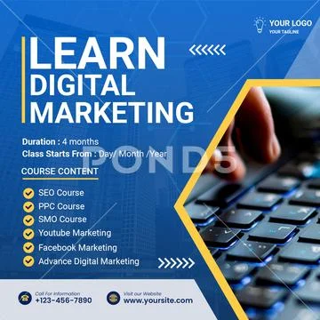 Learn digital marketing courses and training available now PSD Template