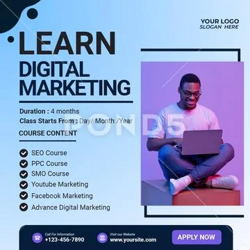 Learn digital marketing online course with expert instructors and practical Plantilla PSD