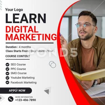 Learn digital marketing online courses and training Modello PSD
