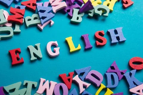 Learn English concept. Time to Learning languages. Word composed from colorful Stock Photos