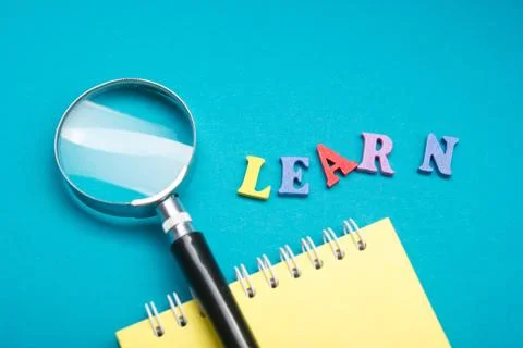 Learn English concept. Time to Learning languages. Word composed from colorful Stock Photos