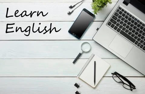 Learn English concept. Time to Learning languages Stock Photos