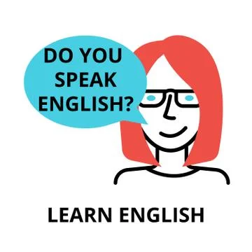 Learn english icon, flat thin line vector illustration Stock Illustration
