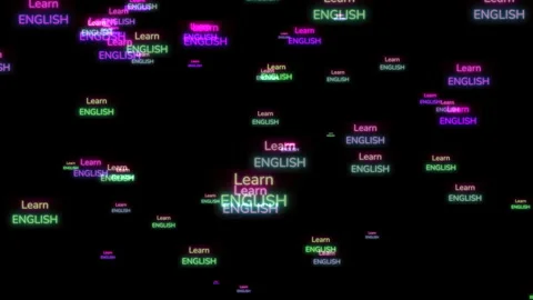 Learn English neon text floating Stock Footage 335721080