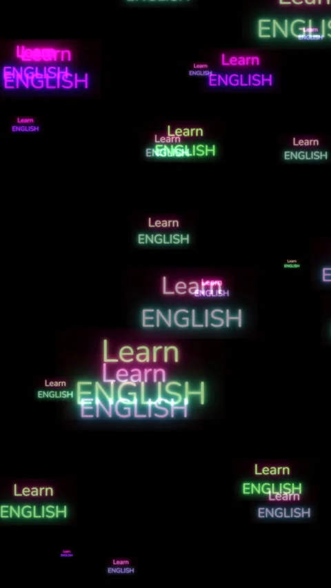 Learn English neon text floating vertical video Stock Footage 344603577